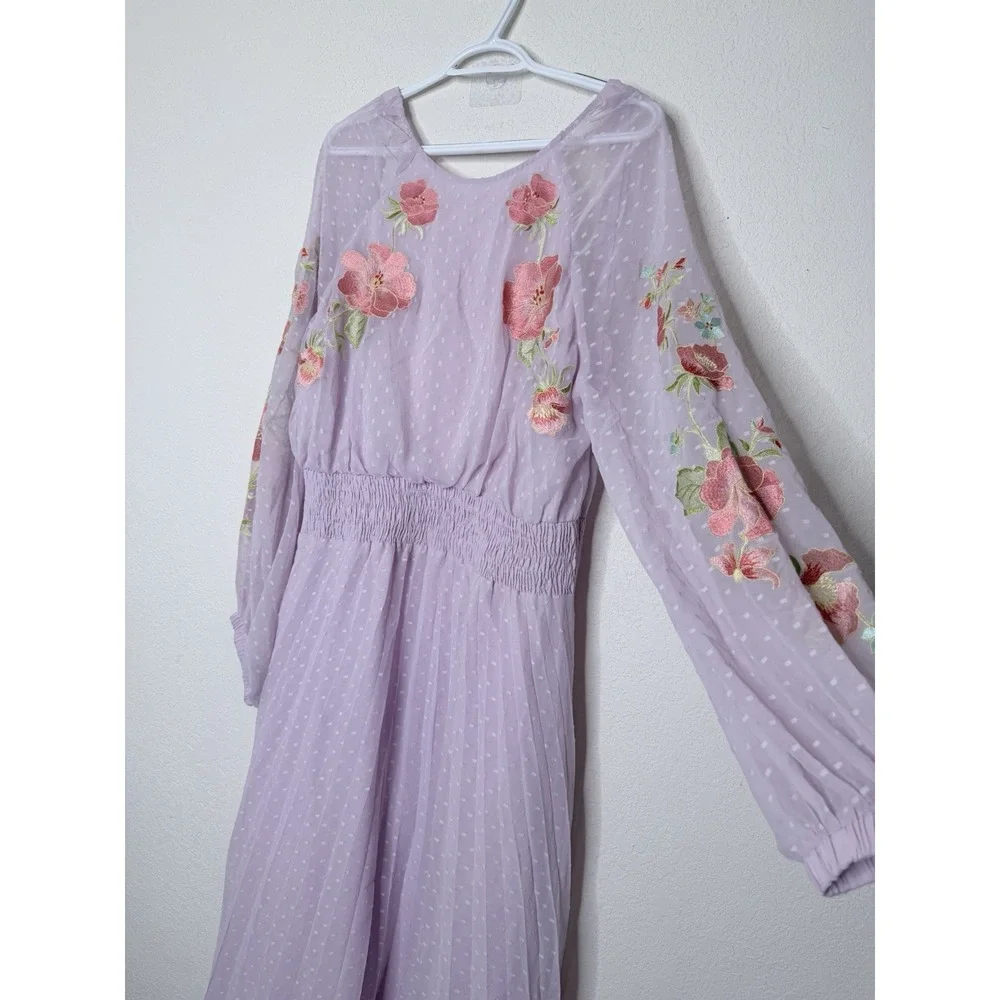 ASOS Maxi Dress Womens 14 Floral Open Back‎ Sheer Mesh Feminine